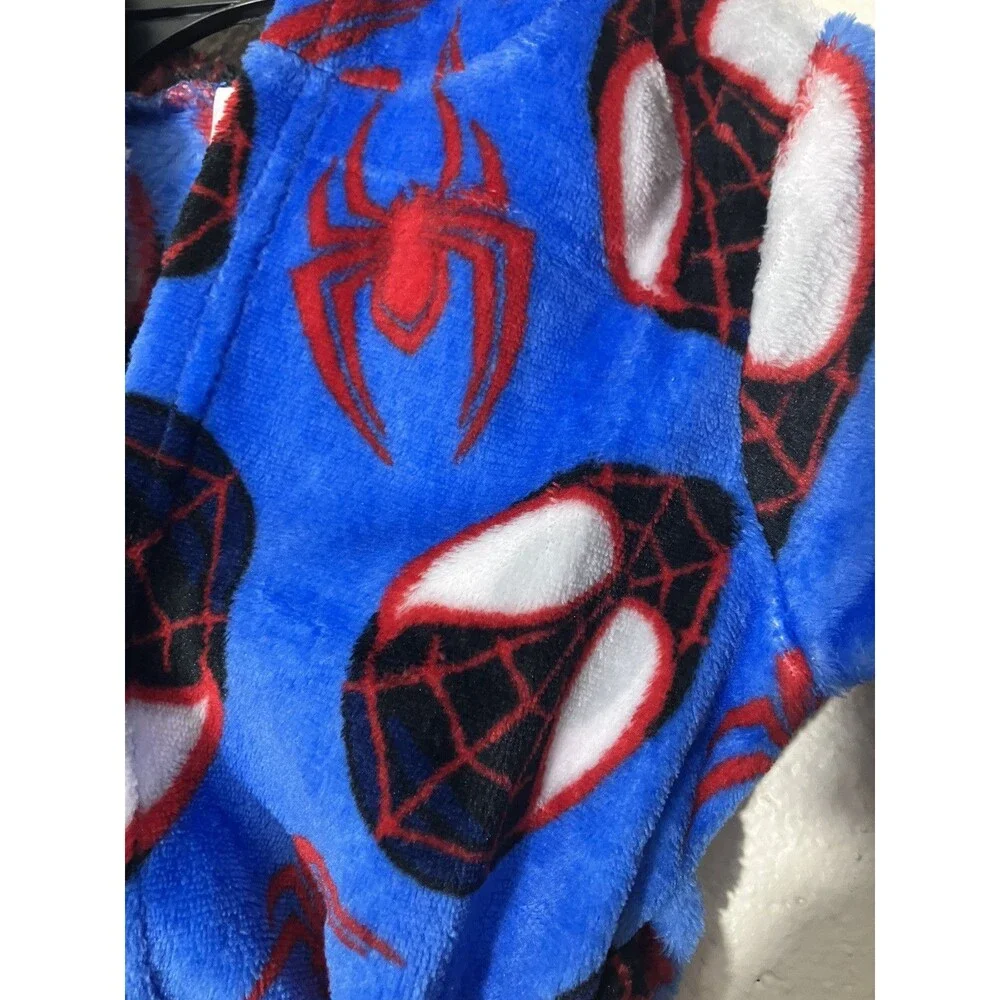 Marvel Spiderman Kids Robe XXS 2T Blue Red Fleece Belted Hooded Soft NWT